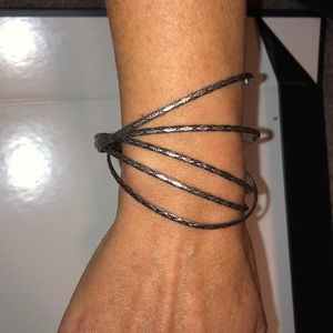 Silver boho bangle set